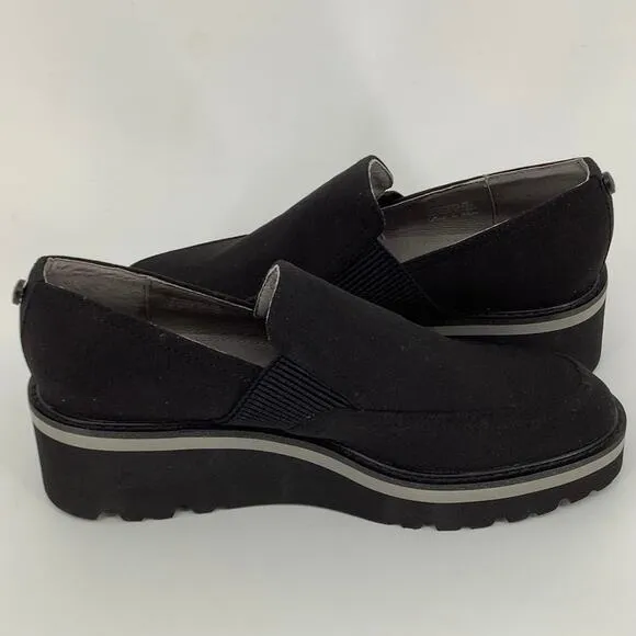 Donald Pliner Size 5M Black Trudie Slip On Platform Wedge Loafers Shoes OS12-7