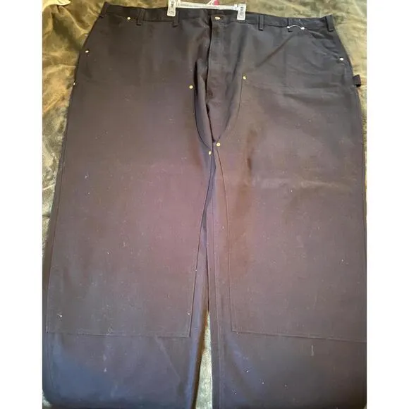 Double Front Work Dungarees Black Denim Relaxed Fit Men’s Size 58-32 Work Pants