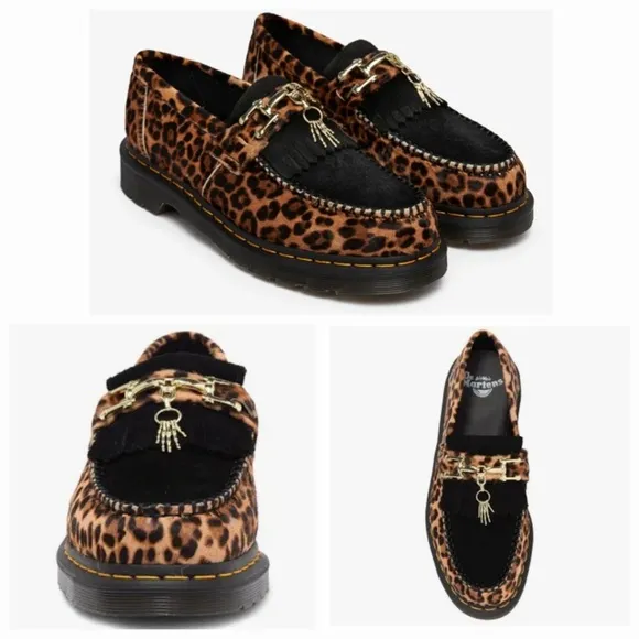 Dr. Martens Adrian Hair-On Leopard Print Snaffle Loafers Men's sz 8/Women's Sz 9