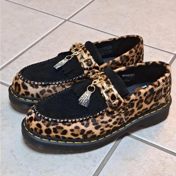 Dr. Martens Adrian Hair-On Leopard Print Snaffle Loafers Men's sz 8/Women's Sz 9