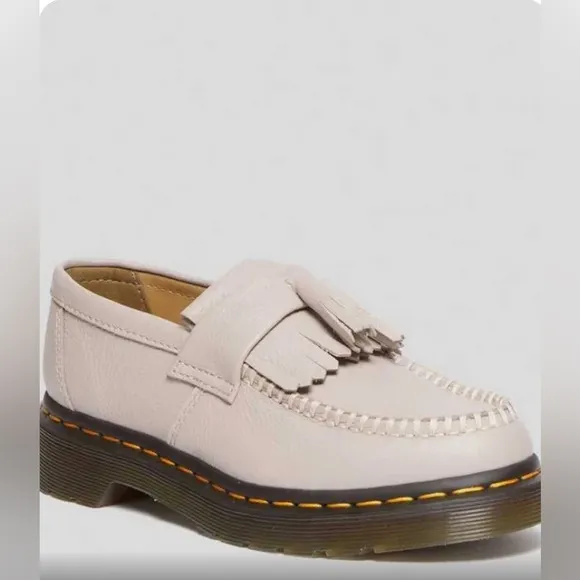 Dr. Martens Adrian vintage taupe Virginia Soft Leather Tassel Loafers size 11