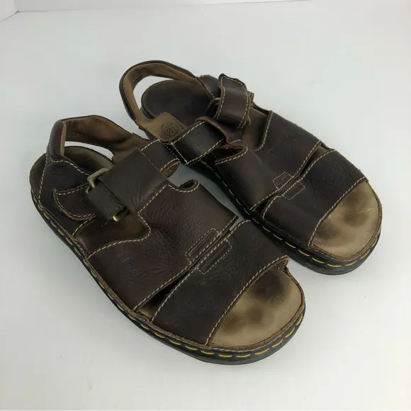 Dr. Martens Brown Leather Velcro Strap Gladiator Sandals Size US 12