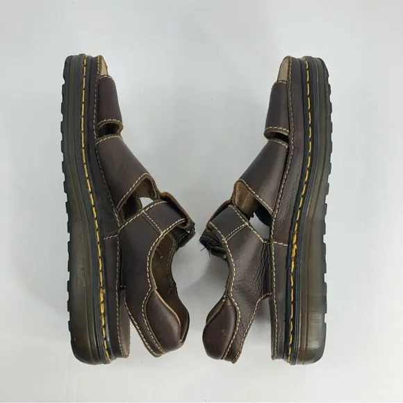 Dr. Martens Brown Leather Velcro Strap Gladiator Sandals Size US 12
