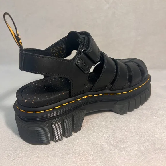 Dr. Martens Ricki Fisherman Platform Sandals Women's Black Chunky Leather Size 9