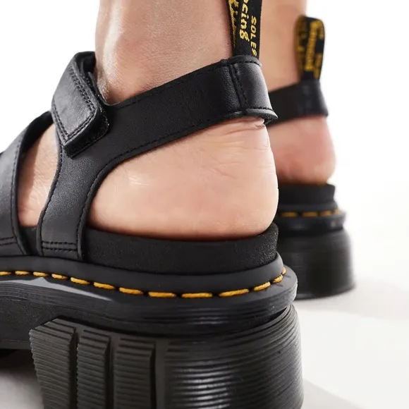 Dr. Martens Ricki Fisherman Platform Sandals Women's Black Chunky Leather Size 9
