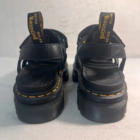 Dr. Martens Ricki Fisherman Platform Sandals Women's Black Chunky Leather Size 9