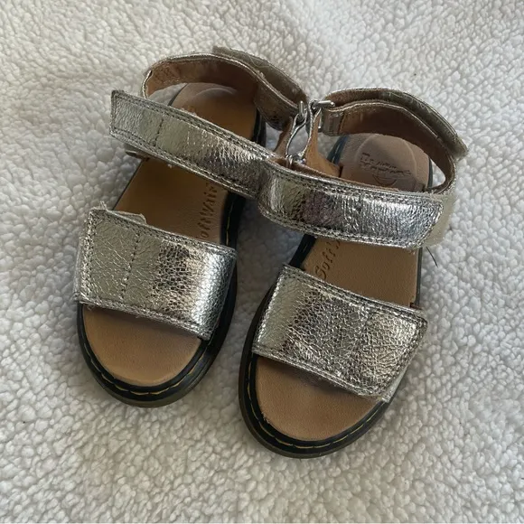 Dr. Martens ROMI LEATHER VELCRO SANDALS in silver
