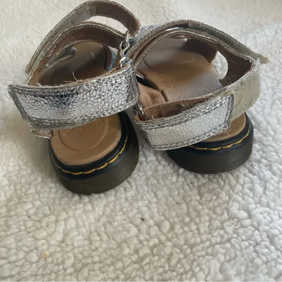 Dr. Martens ROMI LEATHER VELCRO SANDALS in silver
