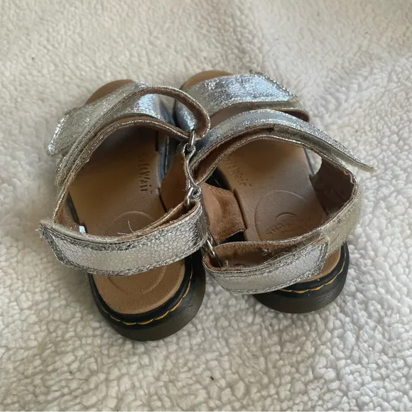 Dr. Martens ROMI LEATHER VELCRO SANDALS in silver