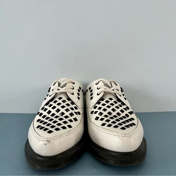 Dr. Martens Willis Stud Creeper White Smooth Leather Loafers