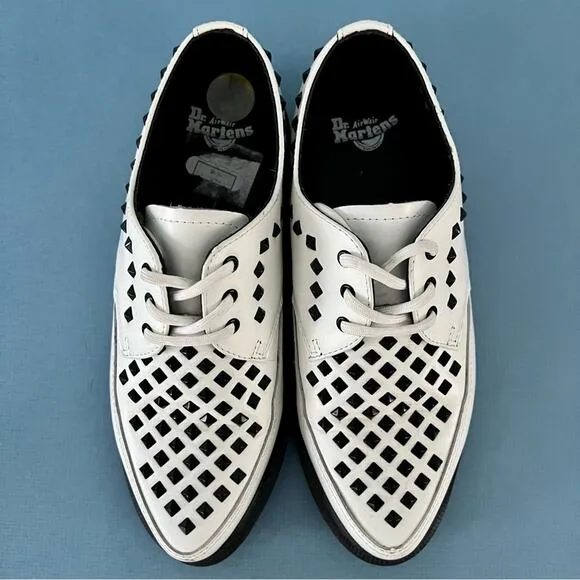 Dr. Martens Willis Stud Creeper White Smooth Leather Loafers