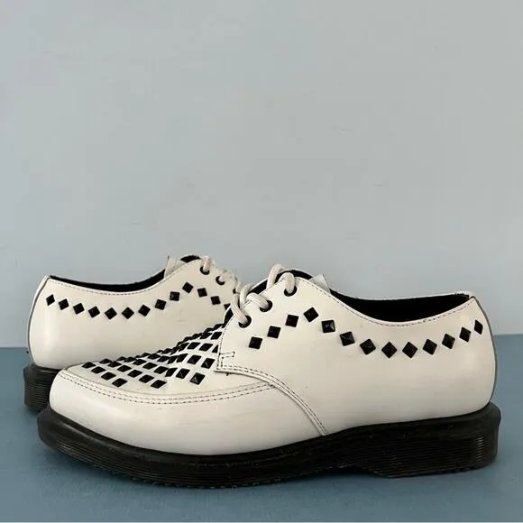 Dr. Martens Willis Stud Creeper White Smooth Leather Loafers