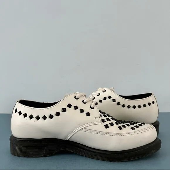 Dr. Martens Willis Stud Creeper White Smooth Leather Loafers