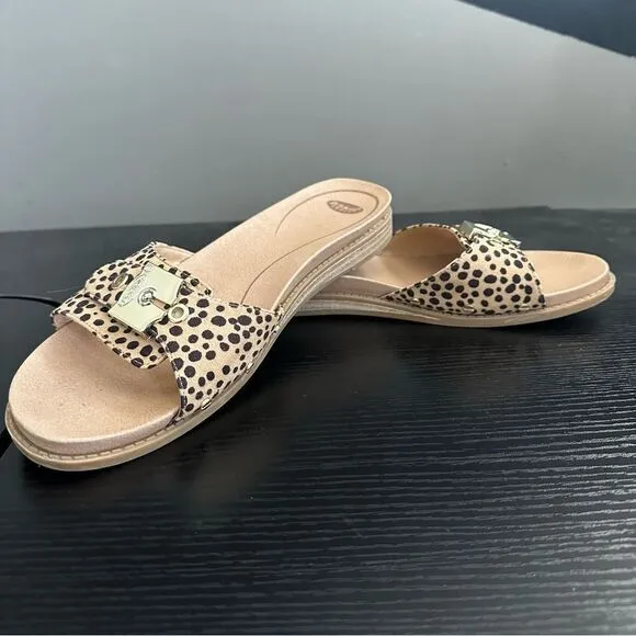 Dr Scholl’s Women's Originalist Slide Sandals, Tan &amp; Black Spotted Leopard, 9