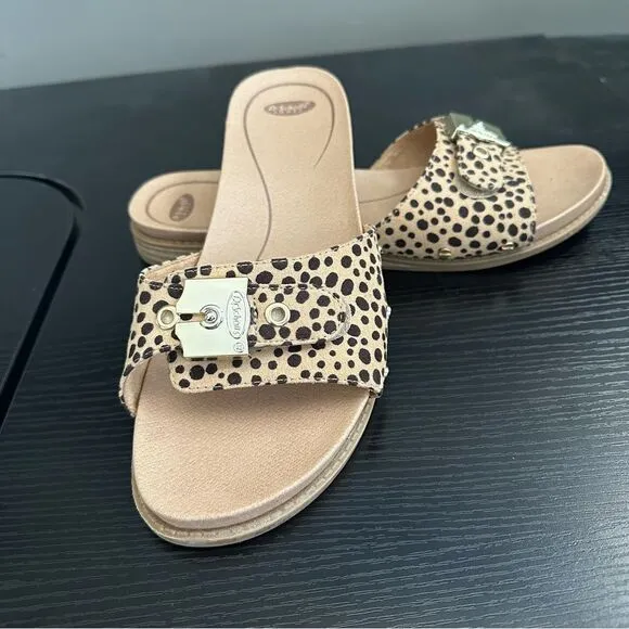 Dr Scholl’s Women's Originalist Slide Sandals, Tan &amp; Black Spotted Leopard, 9