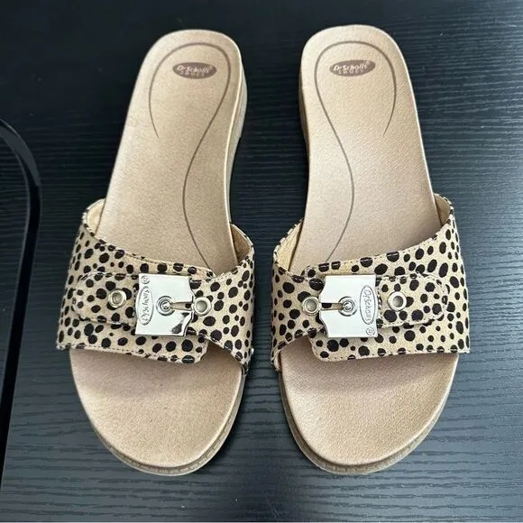 Dr Scholl’s Women's Originalist Slide Sandals, Tan &amp; Black Spotted Leopard, 9