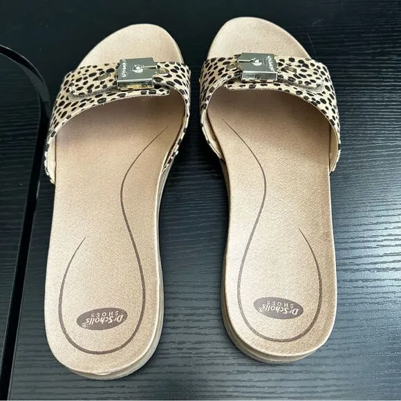 Dr Scholl’s Women's Originalist Slide Sandals, Tan &amp; Black Spotted Leopard, 9