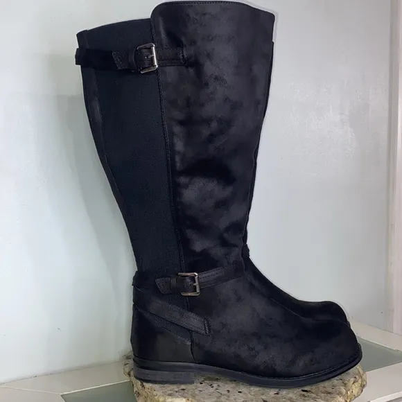 Dream Cloud Faux-Leather Black Casual Buckle Detailed Riding Boot Women Size 12