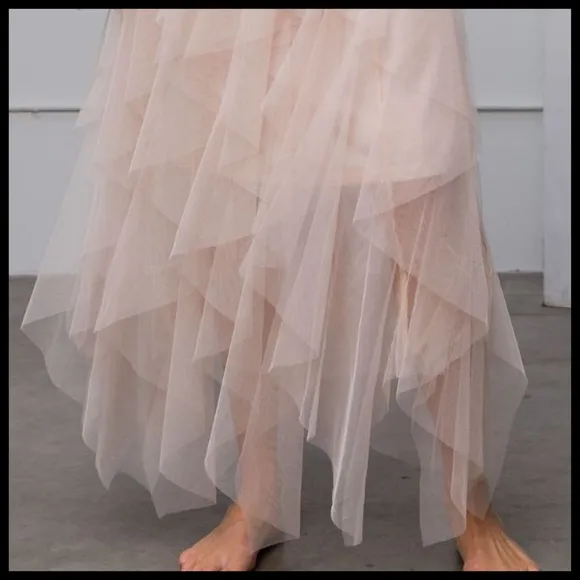 EASEL &quot;Fairy Tale&quot; Tiered Mesh Overlay Waterfall Lined Midi Maxi Ballerina Skirt