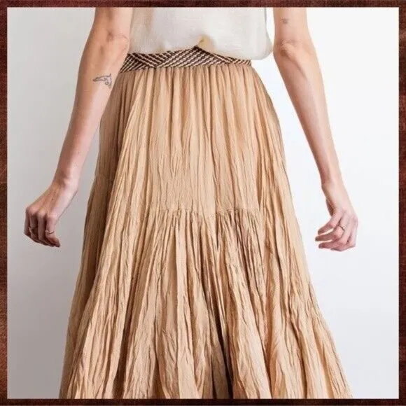 EASEL Crinkled Chiffon Overlay Uneven Hem Midi-Maxi Lined Skirt Dress