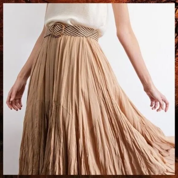 EASEL Crinkled Chiffon Overlay Uneven Hem Midi-Maxi Lined Skirt Dress