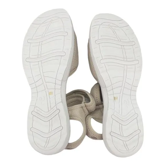 Easy Spirit Womens Teline Adjustable Strap Flat Sandals Tan White 10