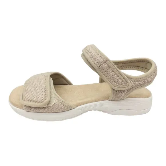 Easy Spirit Womens Teline Adjustable Strap Flat Sandals Tan White 10