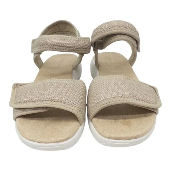 Easy Spirit Womens Teline Adjustable Strap Flat Sandals Tan White 10