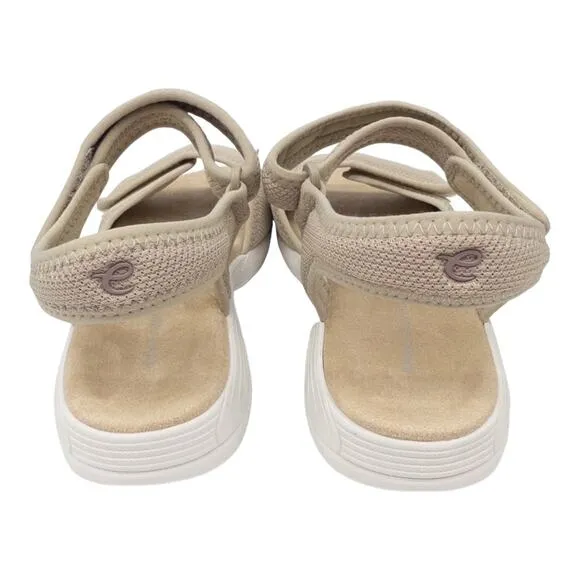Easy Spirit Womens Teline Adjustable Strap Flat Sandals Tan White 10