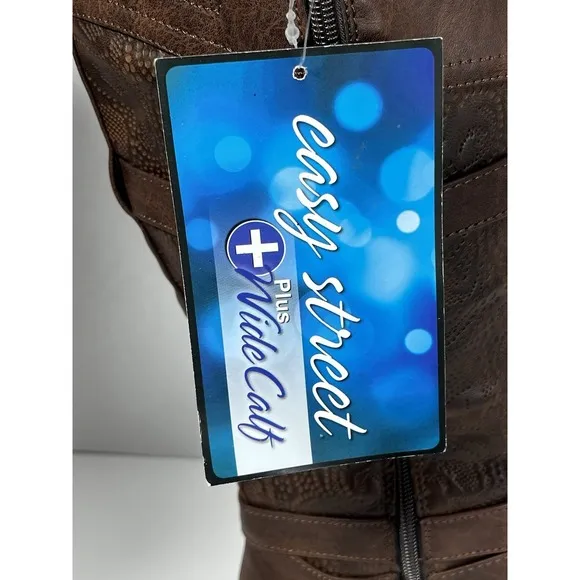 Easy Street Kelsa Plus Women's Brown Embroidered Boot Size 9.5 Wide Calf NWT