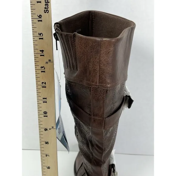 Easy Street Kelsa Plus Women's Brown Embroidered Boot Size 9.5 Wide Calf NWT