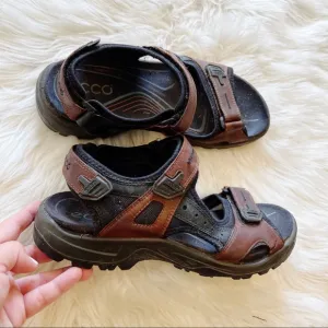 Ecco 69564 Brown Leather Yucatán Velcro Open Toe Sandals Men’s Size 42 US 8/8.5