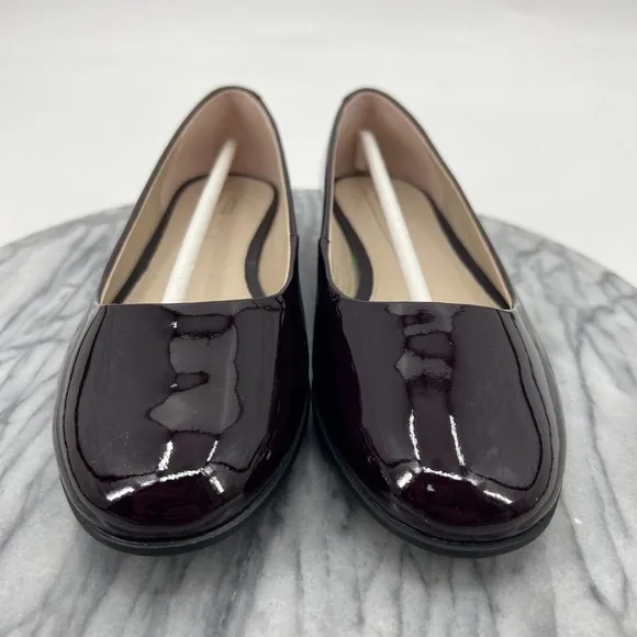 Ecco Anine Ballet Flats Womens 7 Raisin Red Patent Leather Slip On Closed Toe