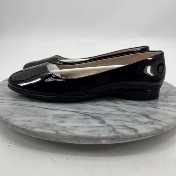 Ecco Anine Ballet Flats Womens 7 Raisin Red Patent Leather Slip On Closed Toe