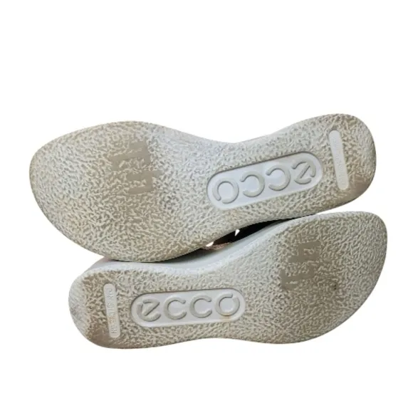 ECCO Black Pebbled Leather Flowt Wedge Cork Sandal Women's Size US 10-10.5 EU 41