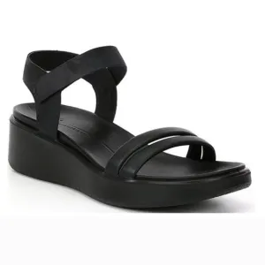 Ecco Black Wedge Chunky Black Platform Sandals 10-10.5