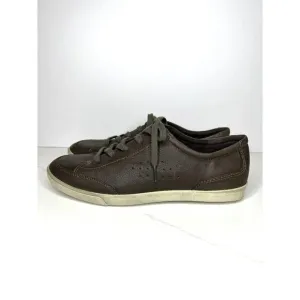 Ecco Brown Leather Comfort Sneakers Distress Tan Outsoles Size Size 44 Casual