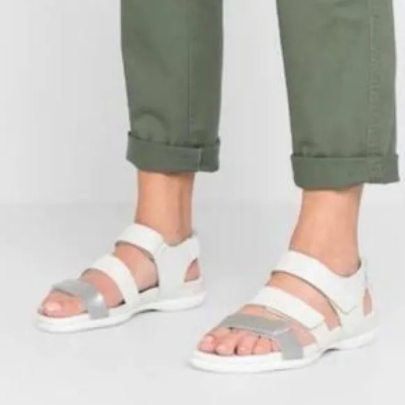 ECCO Flash leather sandals with all adjustable velcro straps Sz-37(6-6.5).   C