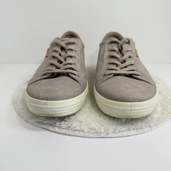 ECCO Mens Soft 7 Sneaker Gray Nubuck Mens US 8 Casual Leather Walking Shoes