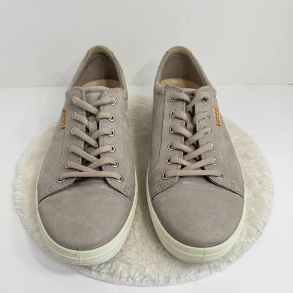 ECCO Mens Soft 7 Sneaker Gray Nubuck Mens US 8 Casual Leather Walking Shoes