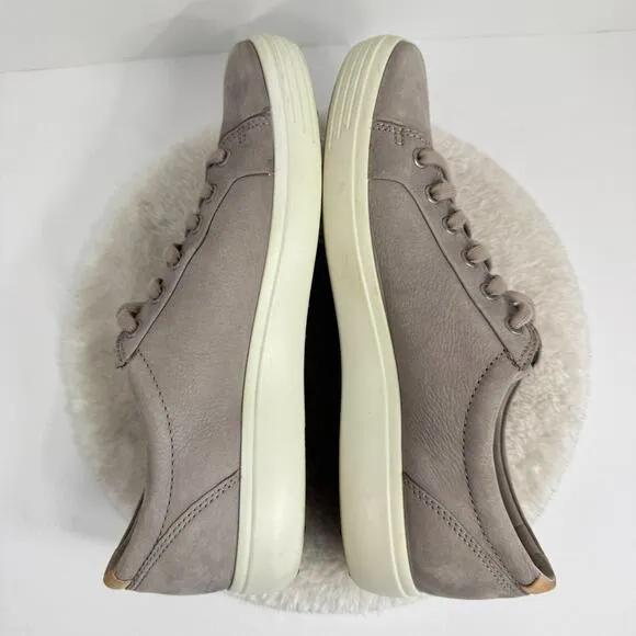 ECCO Mens Soft 7 Sneaker Gray Nubuck Mens US 8 Casual Leather Walking Shoes
