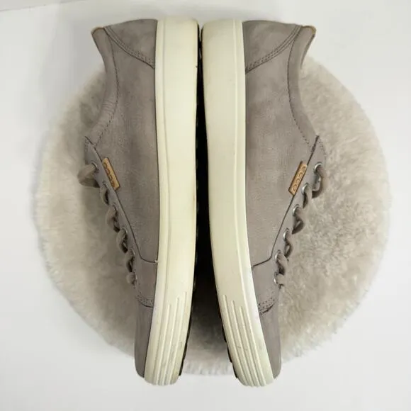 ECCO Mens Soft 7 Sneaker Gray Nubuck Mens US 8 Casual Leather Walking Shoes