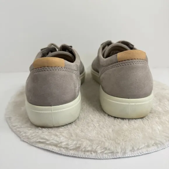 ECCO Mens Soft 7 Sneaker Gray Nubuck Mens US 8 Casual Leather Walking Shoes