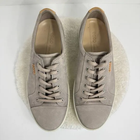 ECCO Mens Soft 7 Sneaker Gray Nubuck Mens US 8 Casual Leather Walking Shoes