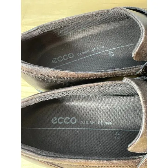 Ecco Shoes Mens EU Size 43 Brown Leather Loafers Office Preppy Business