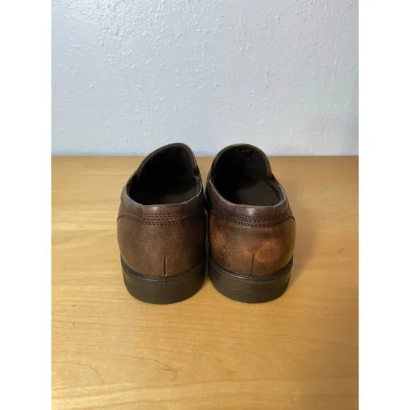 Ecco Shoes Mens EU Size 43 Brown Leather Loafers Office Preppy Business