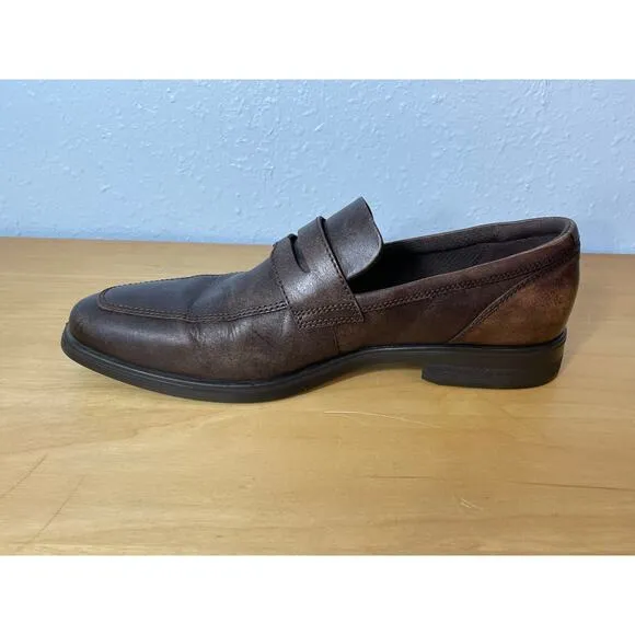 Ecco Shoes Mens EU Size 43 Brown Leather Loafers Office Preppy Business