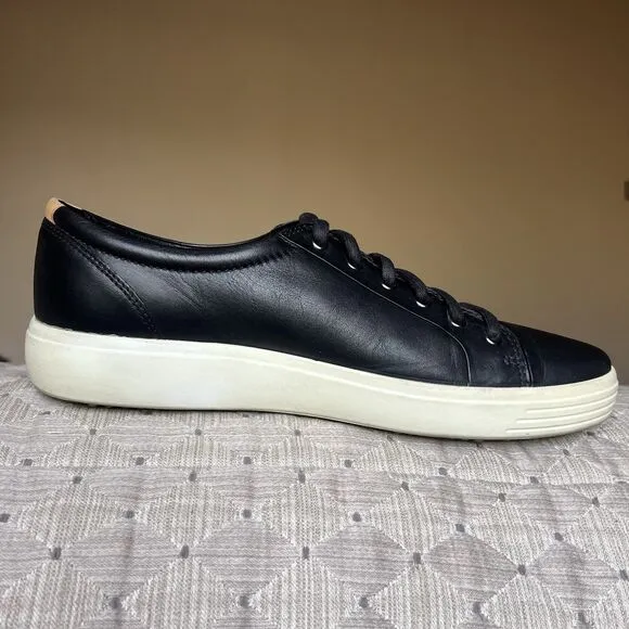 ECCO Soft 7 Black Leather Casual Oxford Sneakers  EU 47 US 13 - 13.5 Comfort