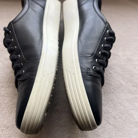 ECCO Soft 7 Black Leather Casual Oxford Sneakers  EU 47 US 13 - 13.5 Comfort