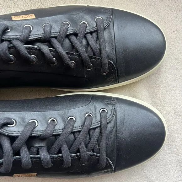 ECCO Soft 7 Black Leather Casual Oxford Sneakers  EU 47 US 13 - 13.5 Comfort